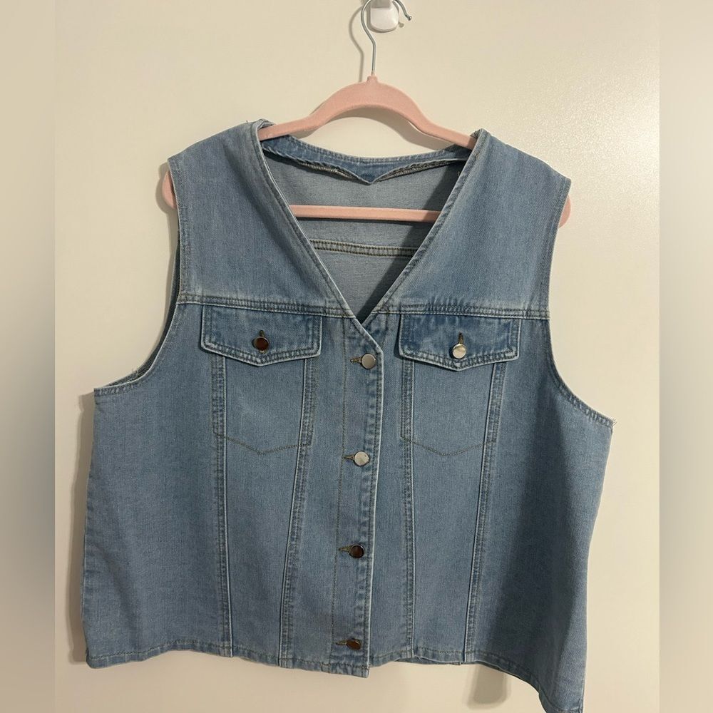 SHEIN Blue Denim Vest Size 2XL